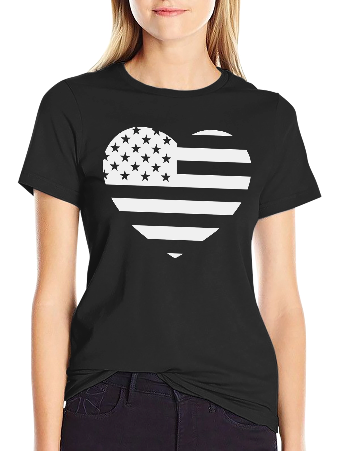 Patriotic Heart Flag Graphic T-Shirt
