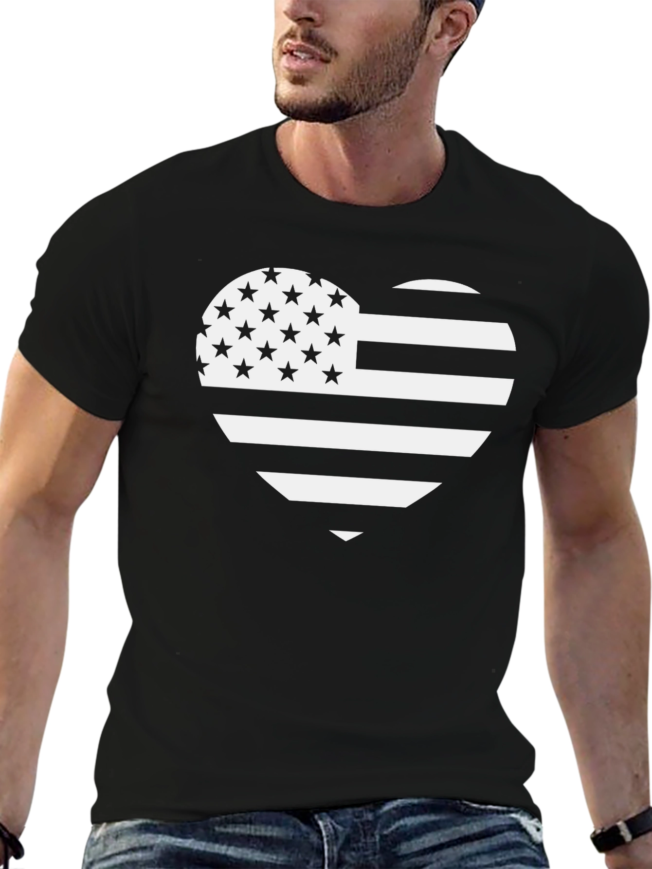 Patriotic Heart Flag Graphic T-Shirt