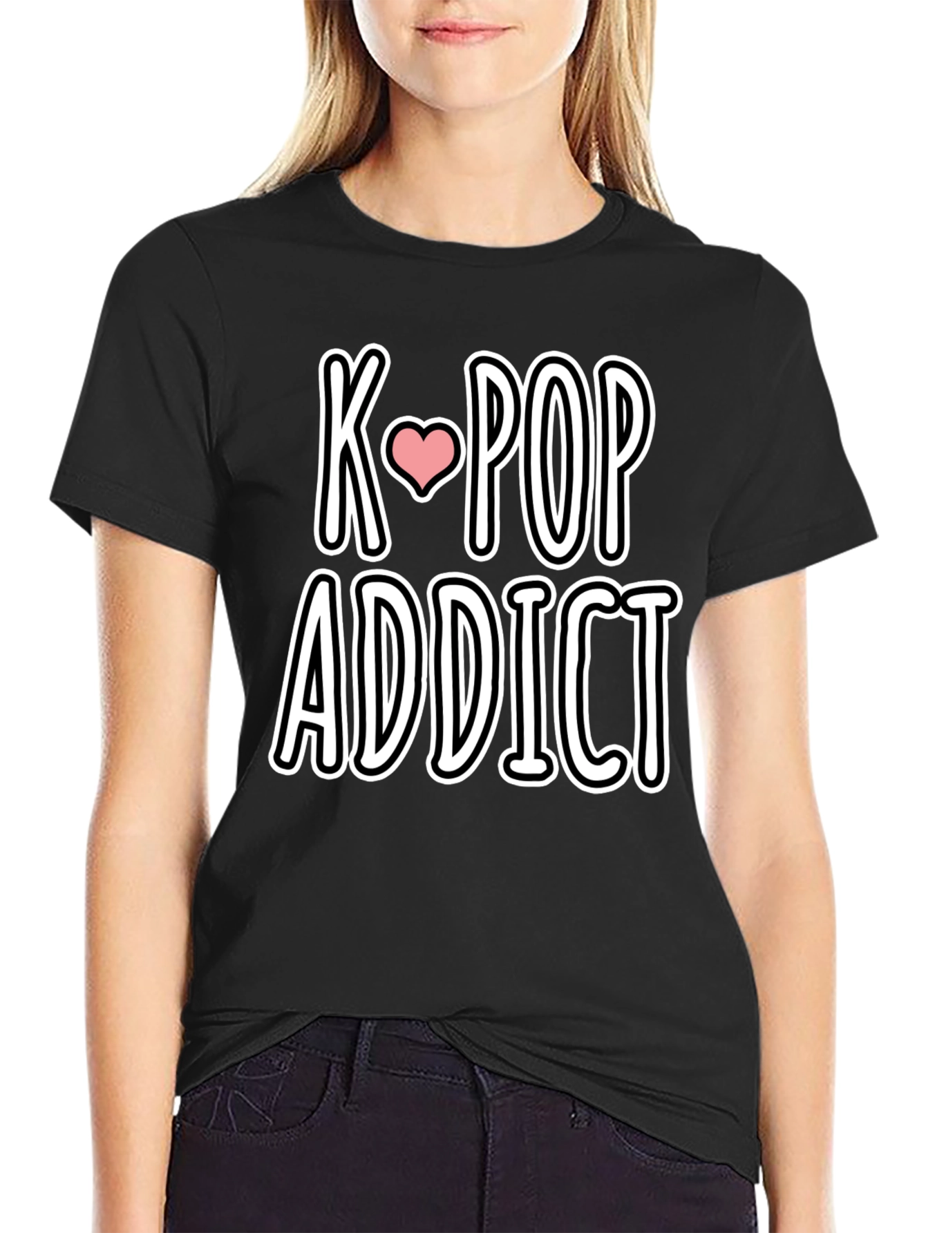 K-Pop Addict Black Graphic Tee