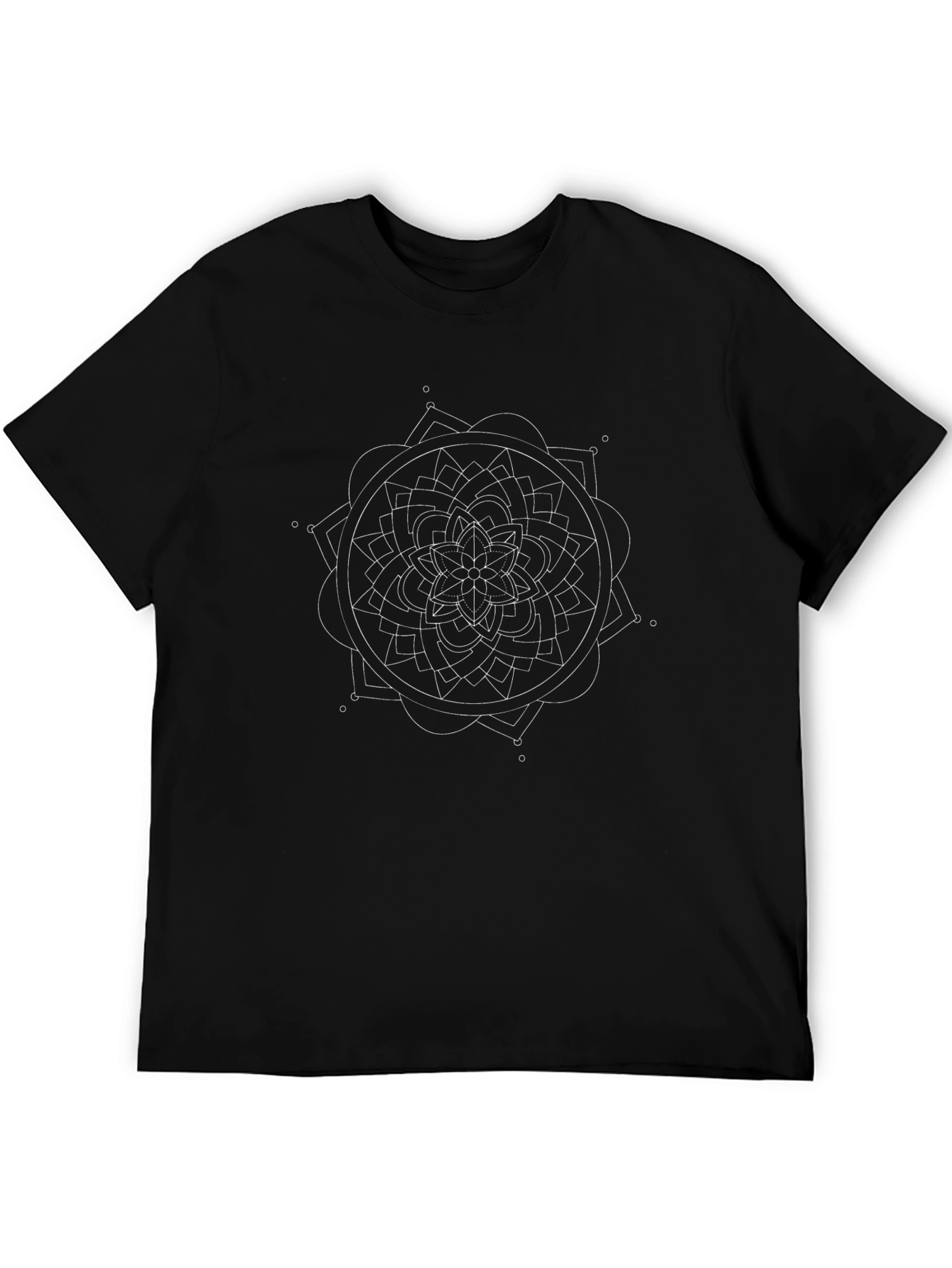 Geometric Mandala Graphic Black T-Shirt