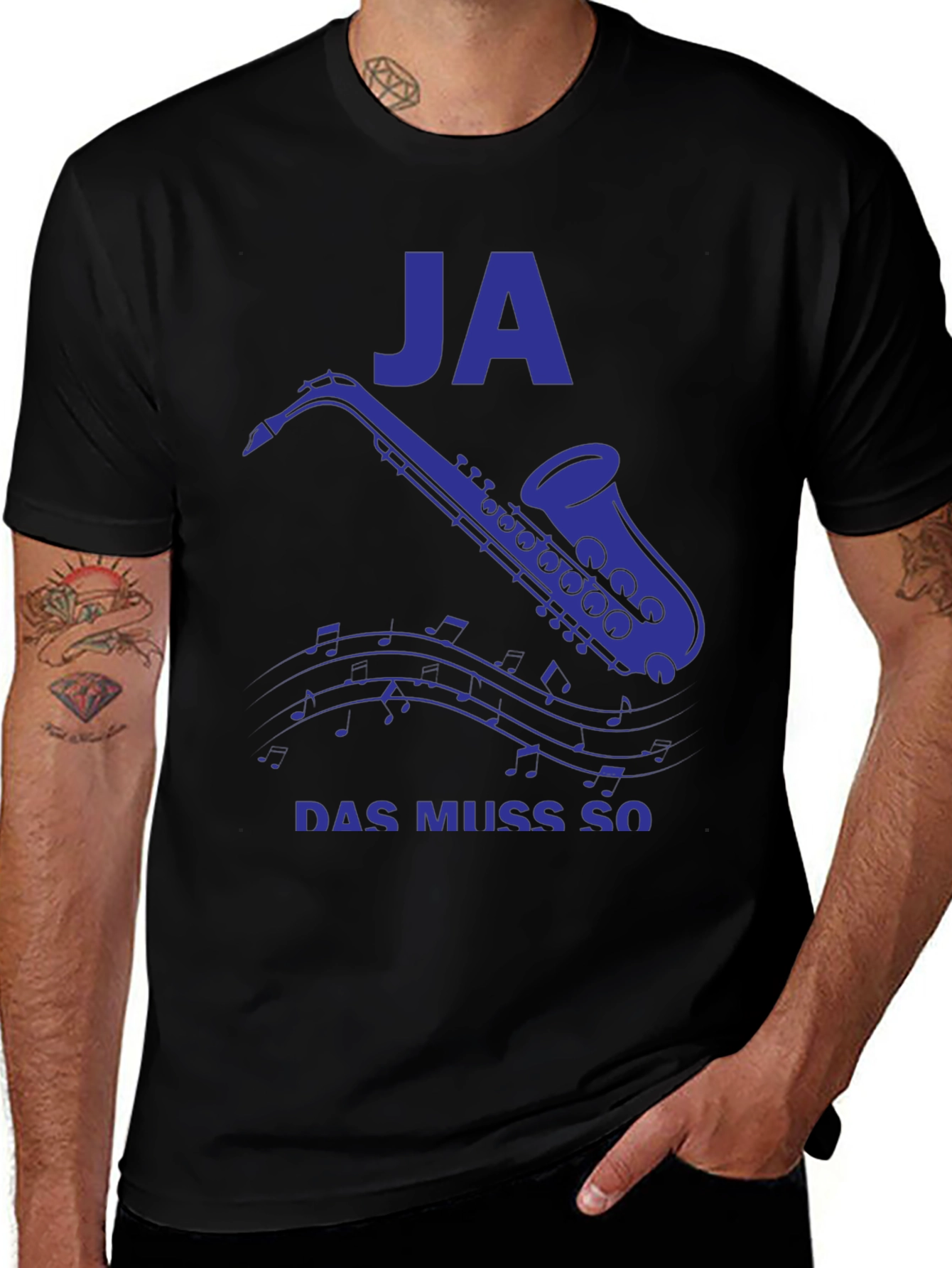 JA Saxophone Mens Black Graphic Tee