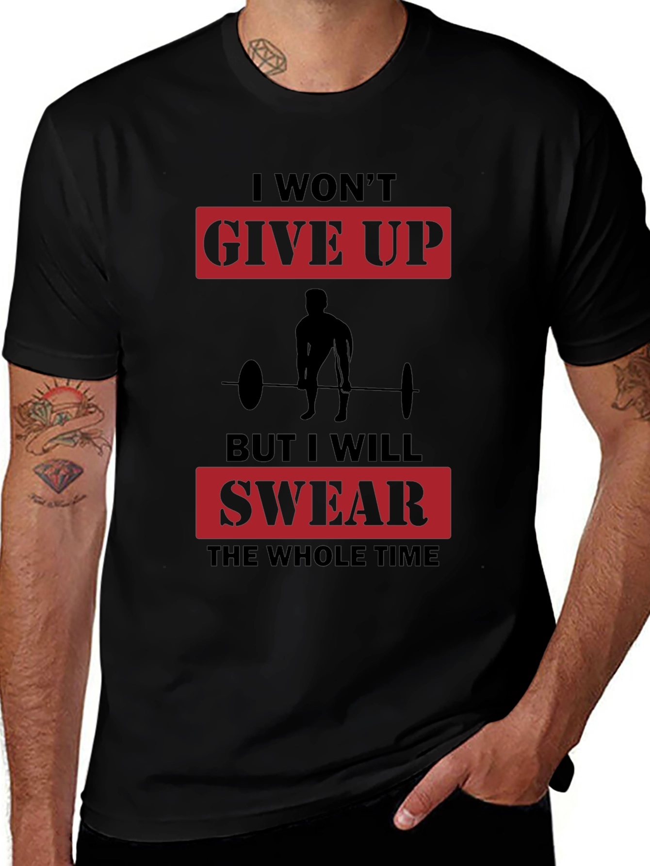 Gym Motivation T-Shirt - I Wont Give Up Slogan