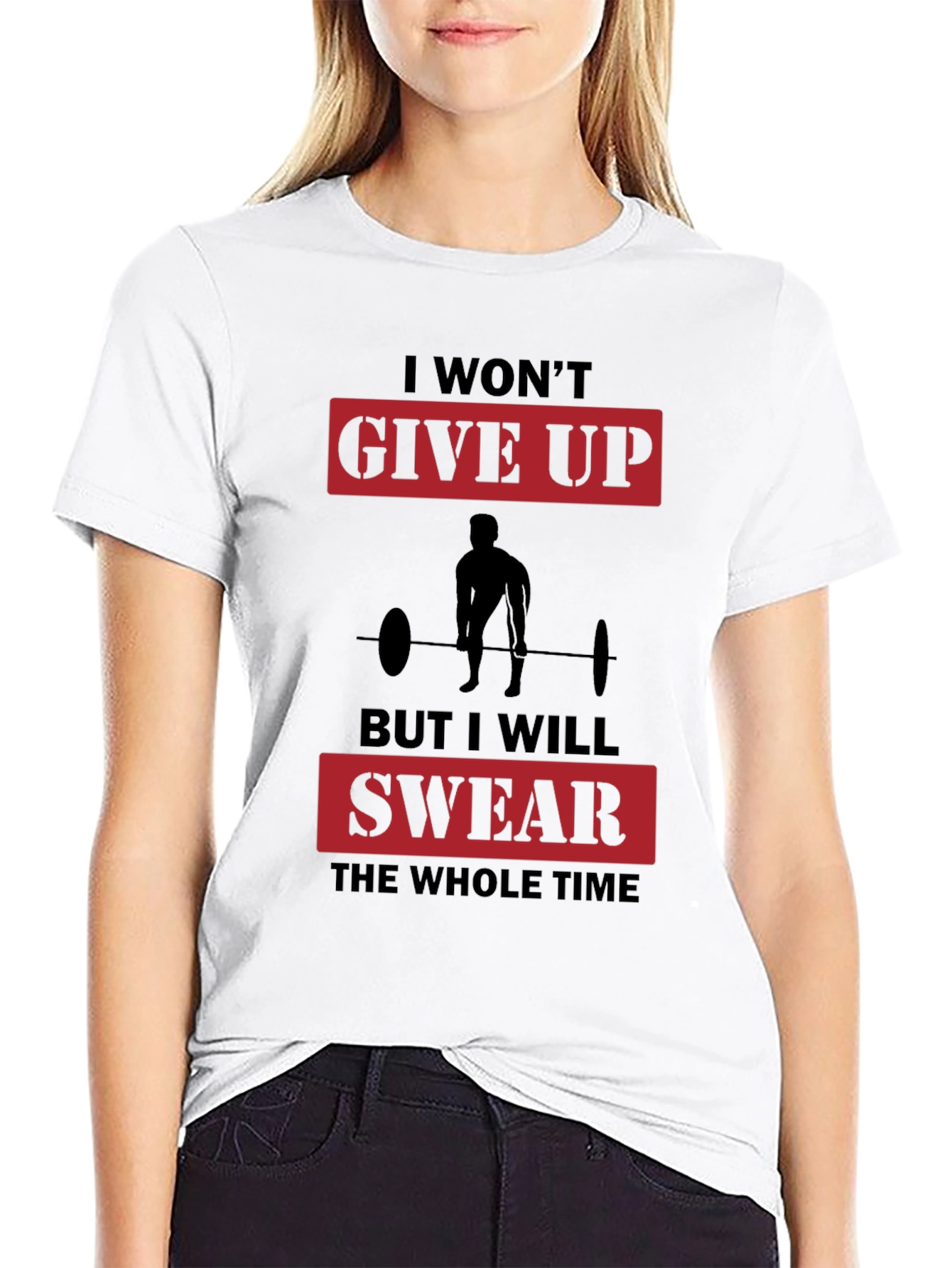 Gym Motivation T-Shirt - I Wont Give Up Slogan