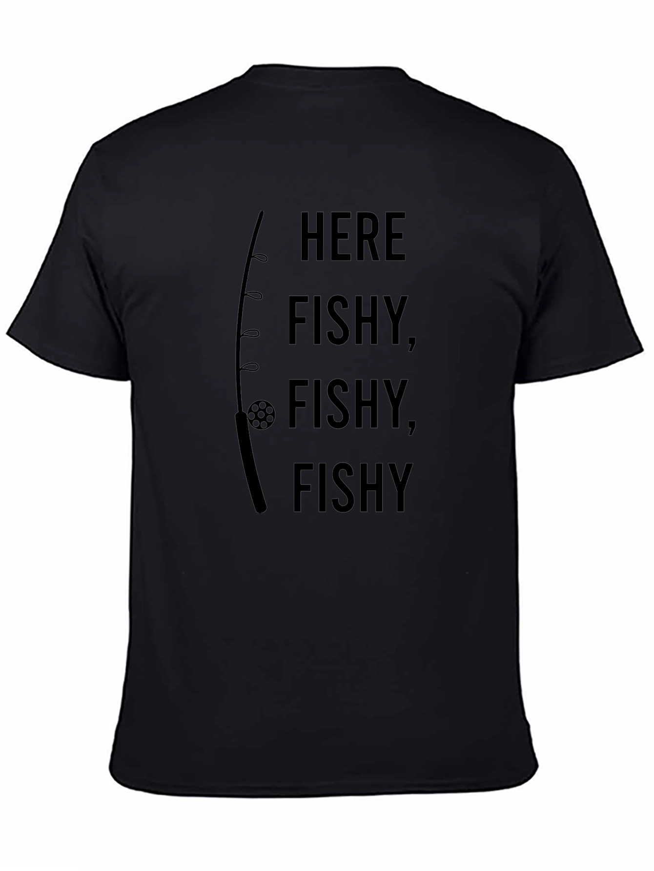 Here Fishy Fishy Black Graphic Tee