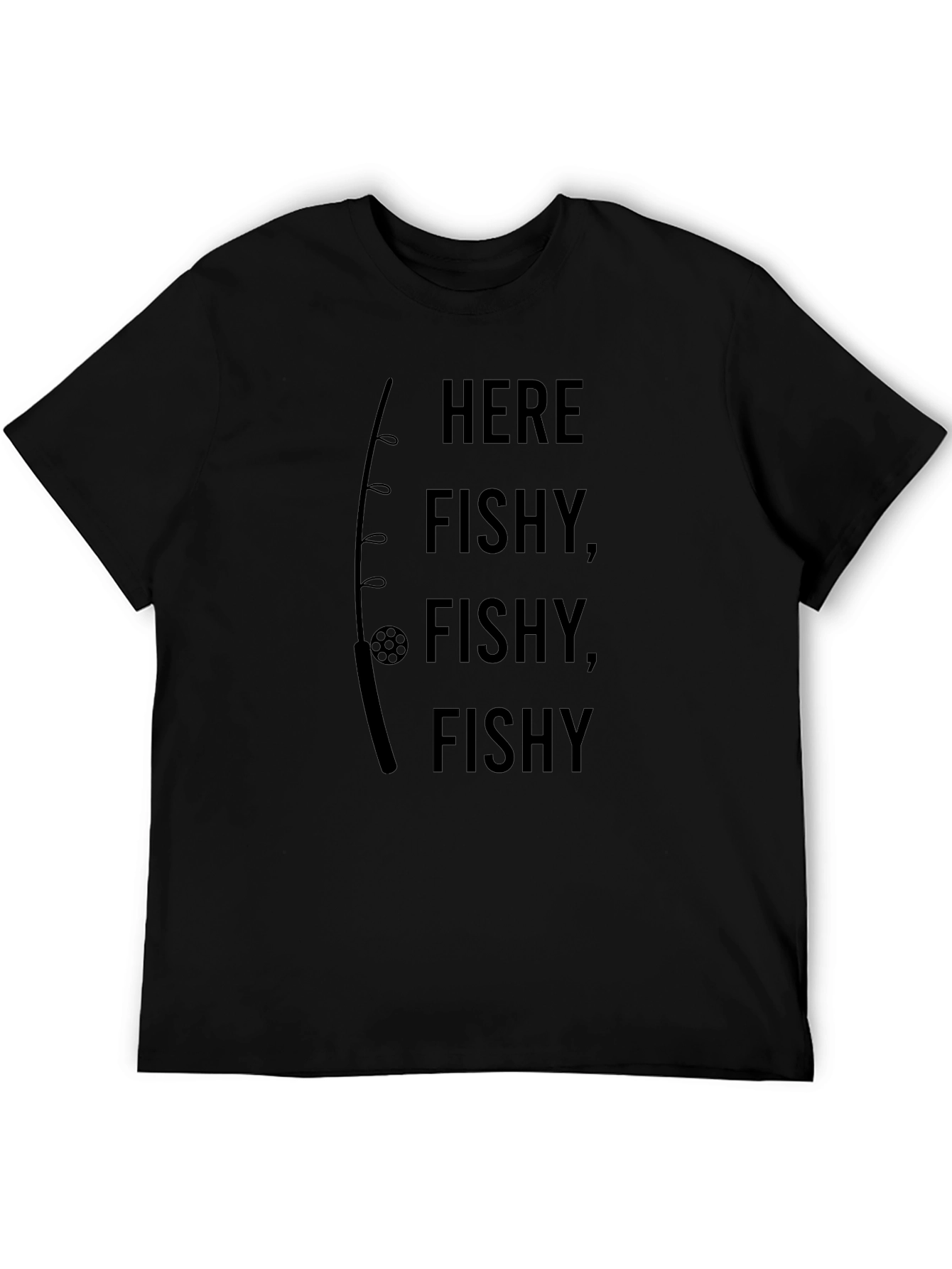 Here Fishy Fishy Black Graphic Tee