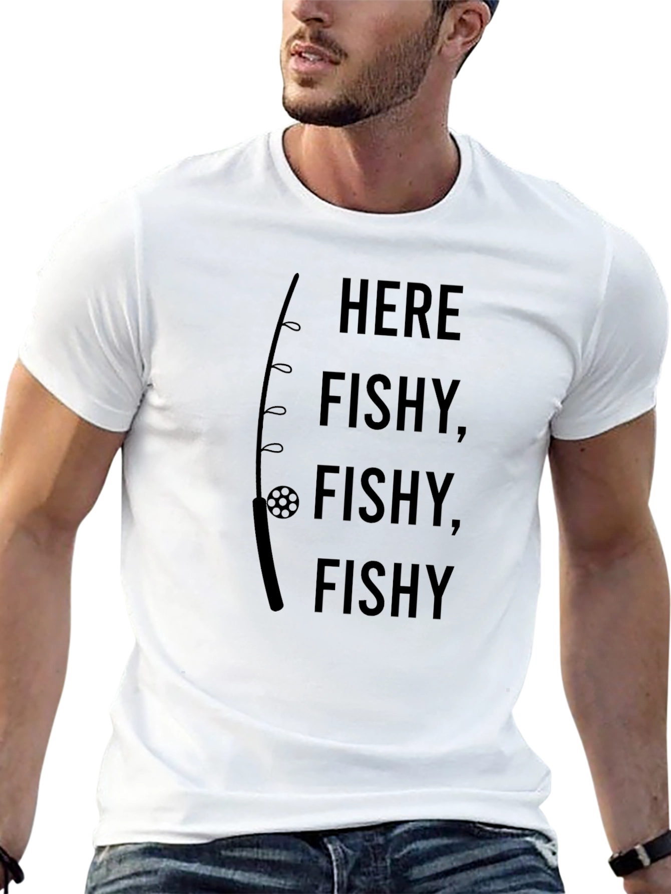 Here Fishy Fishy Black Graphic Tee