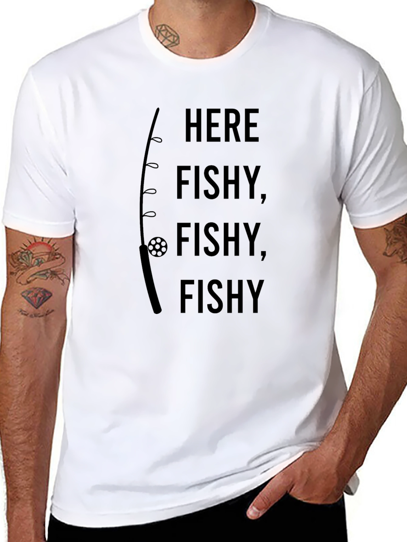 Here Fishy Fishy Black Graphic Tee