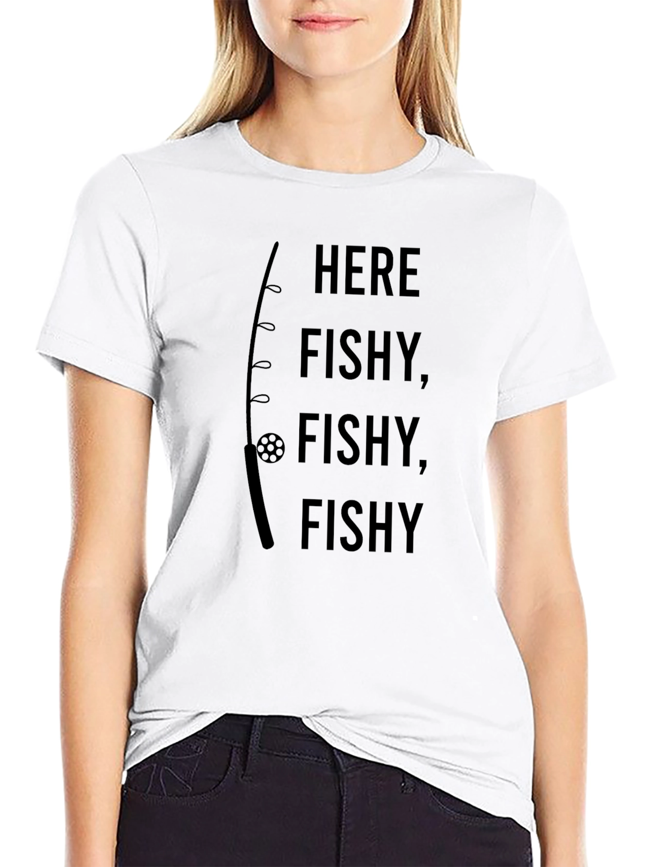 Here Fishy Fishy Black Graphic Tee