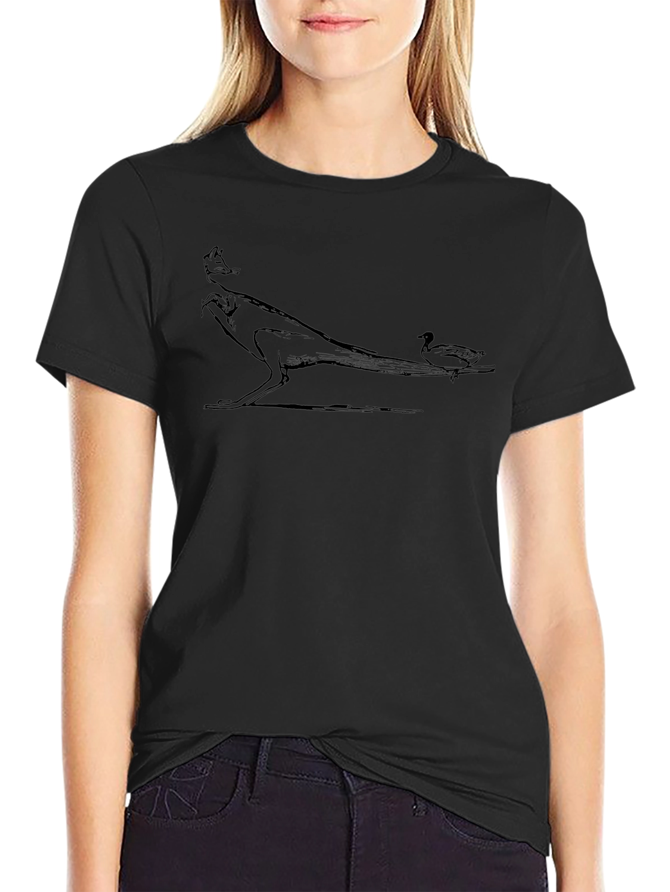 Black T-Shirt with Graphic Creature Design
