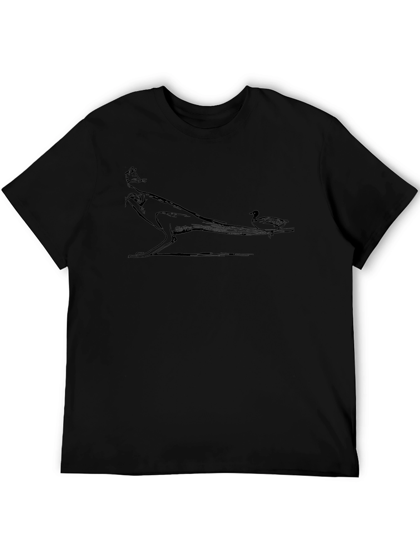Black T-Shirt with Graphic Creature Design