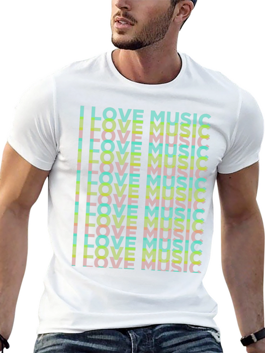 I Love Music Graphic Black T-Shirt