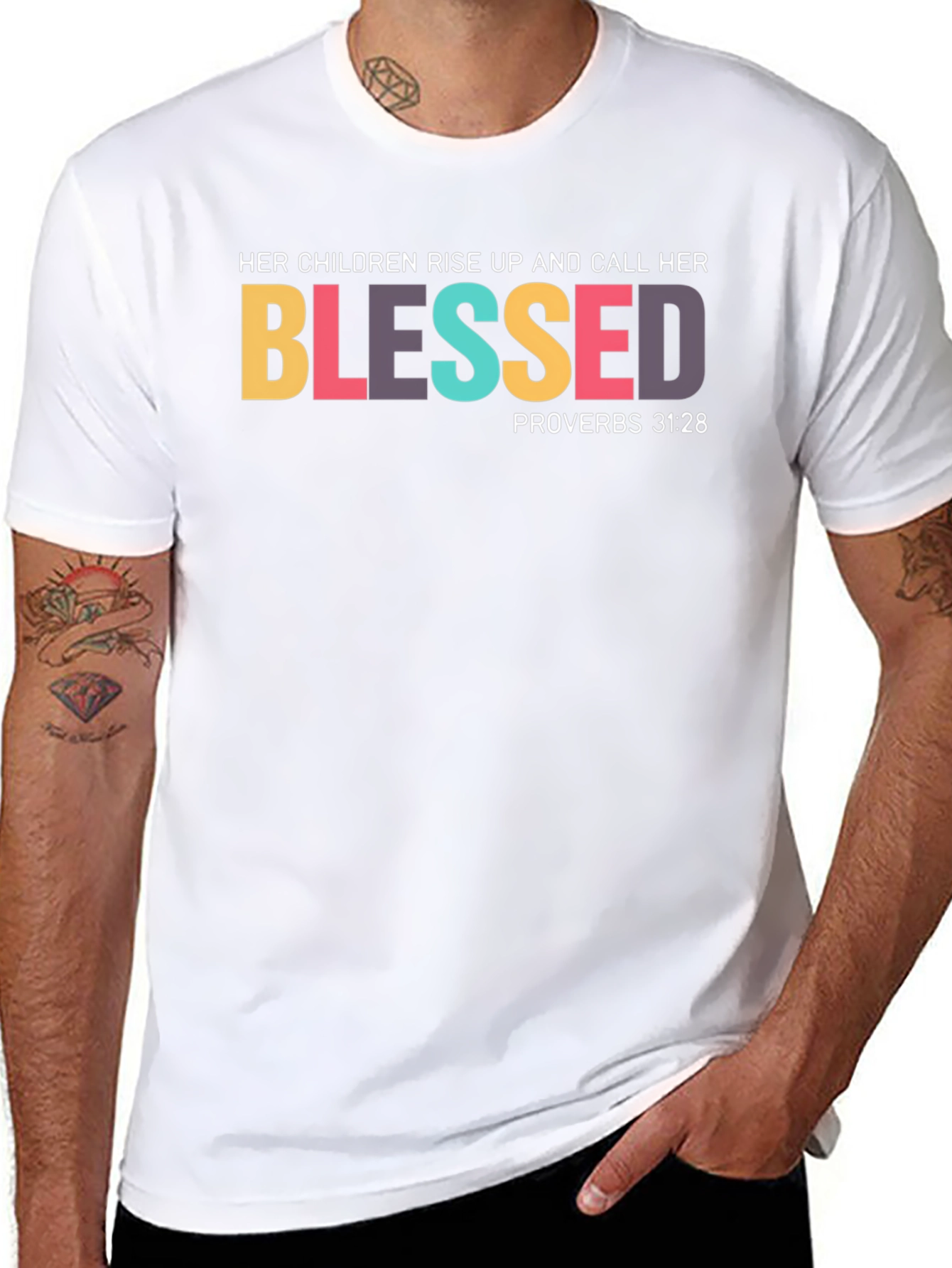 Blessed Proverbs 31:28 Black T-Shirt