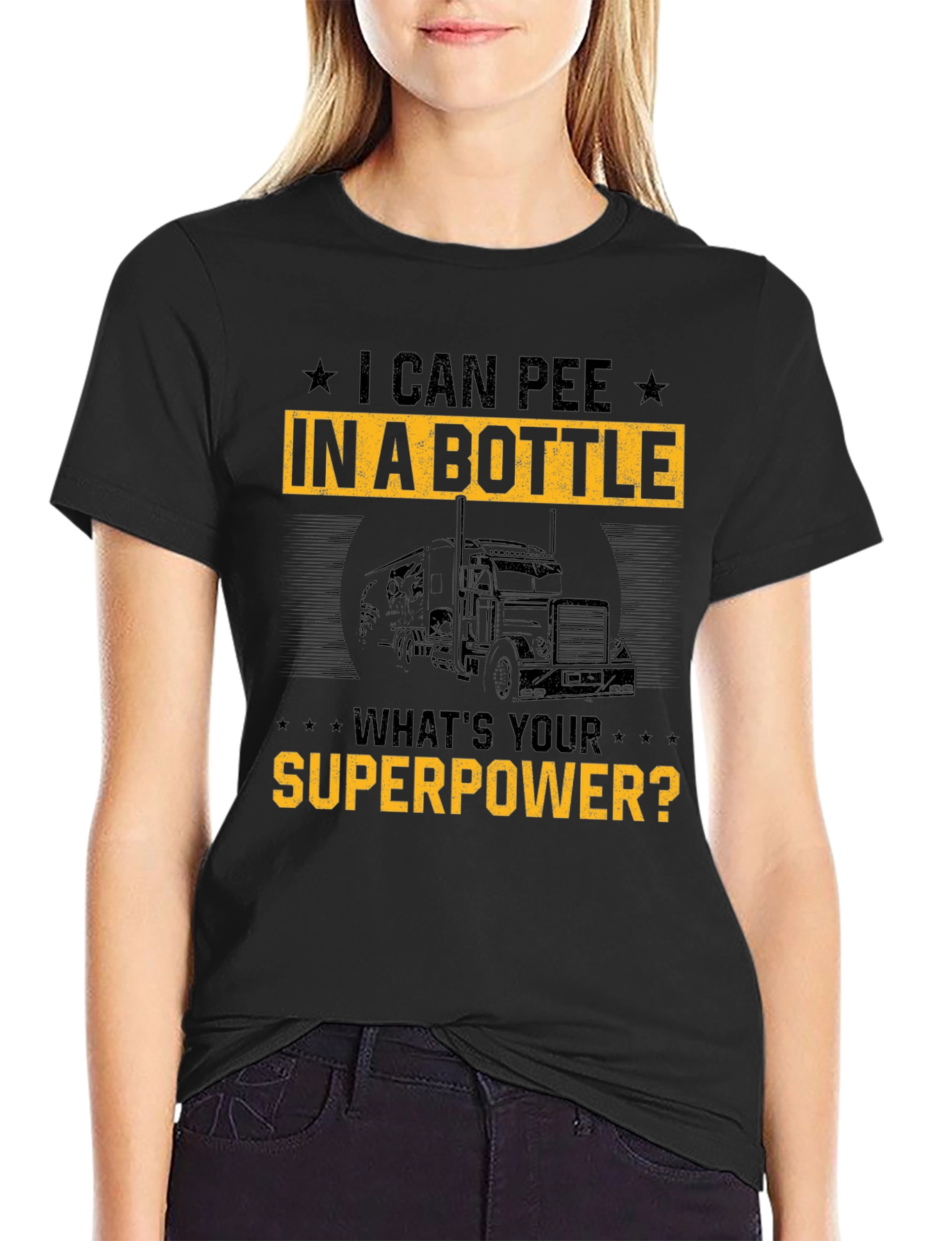 I Can Pee In A Bottle Funny Trucker T-Shirt