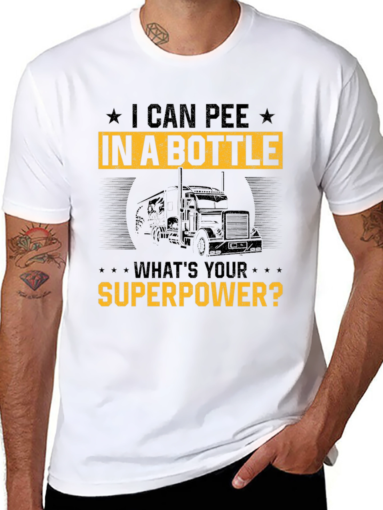I Can Pee In A Bottle Funny Trucker T-Shirt