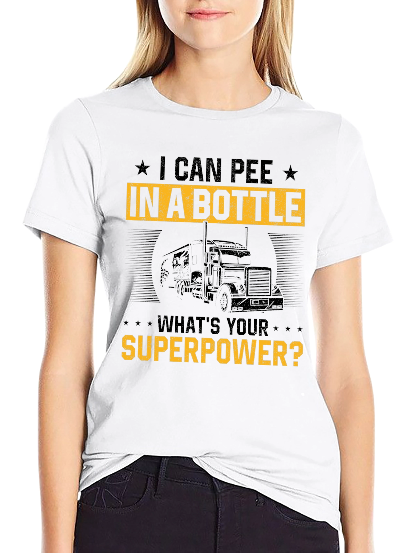 I Can Pee In A Bottle Funny Trucker T-Shirt