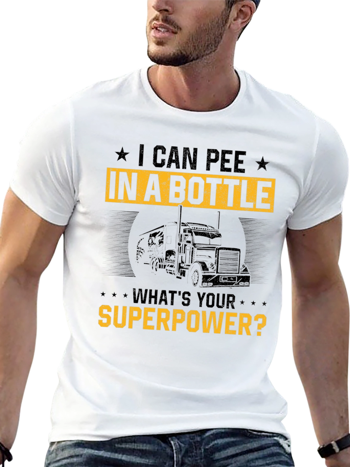 I Can Pee In A Bottle Funny Trucker T-Shirt