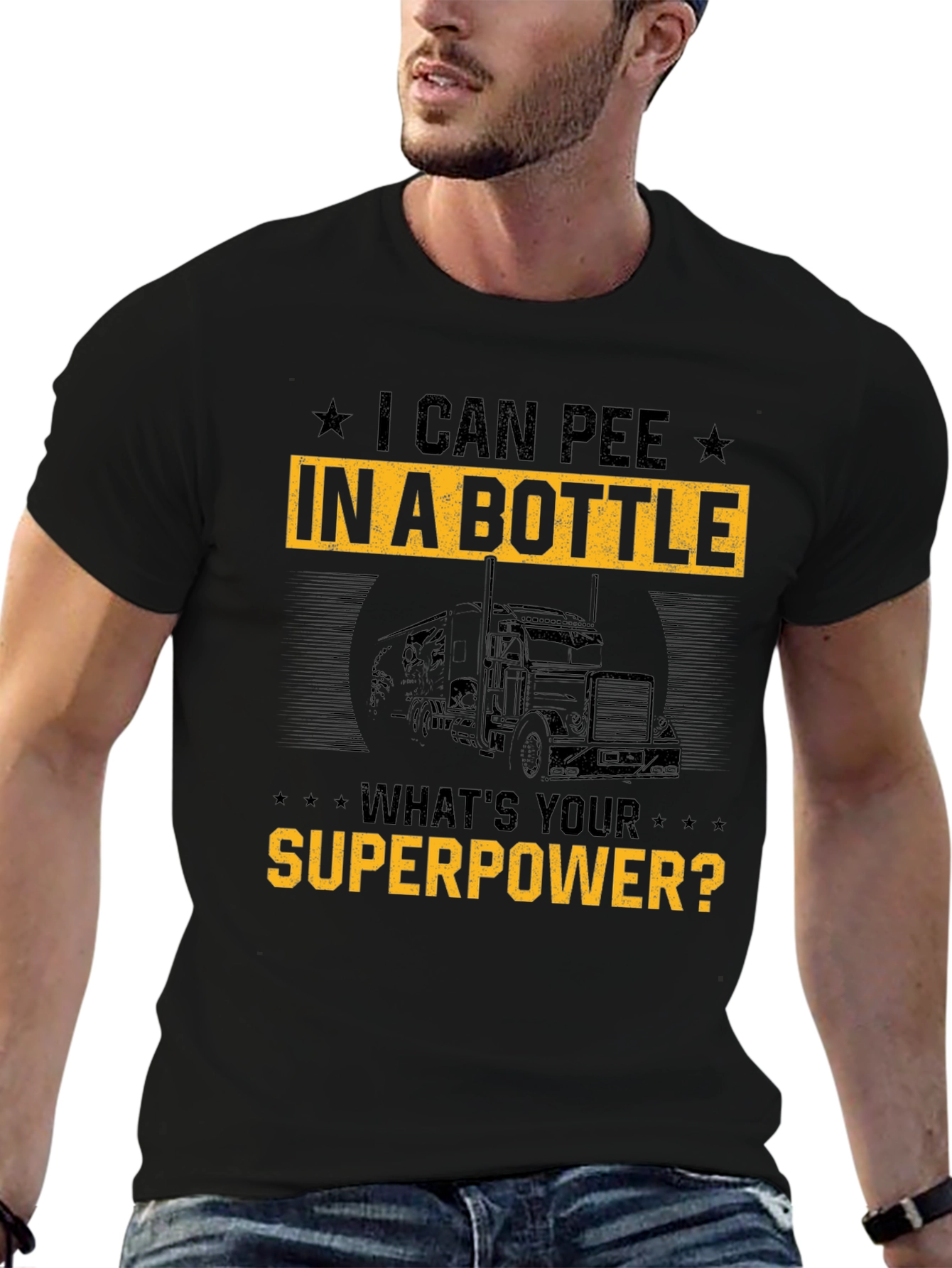 I Can Pee In A Bottle Funny Trucker T-Shirt