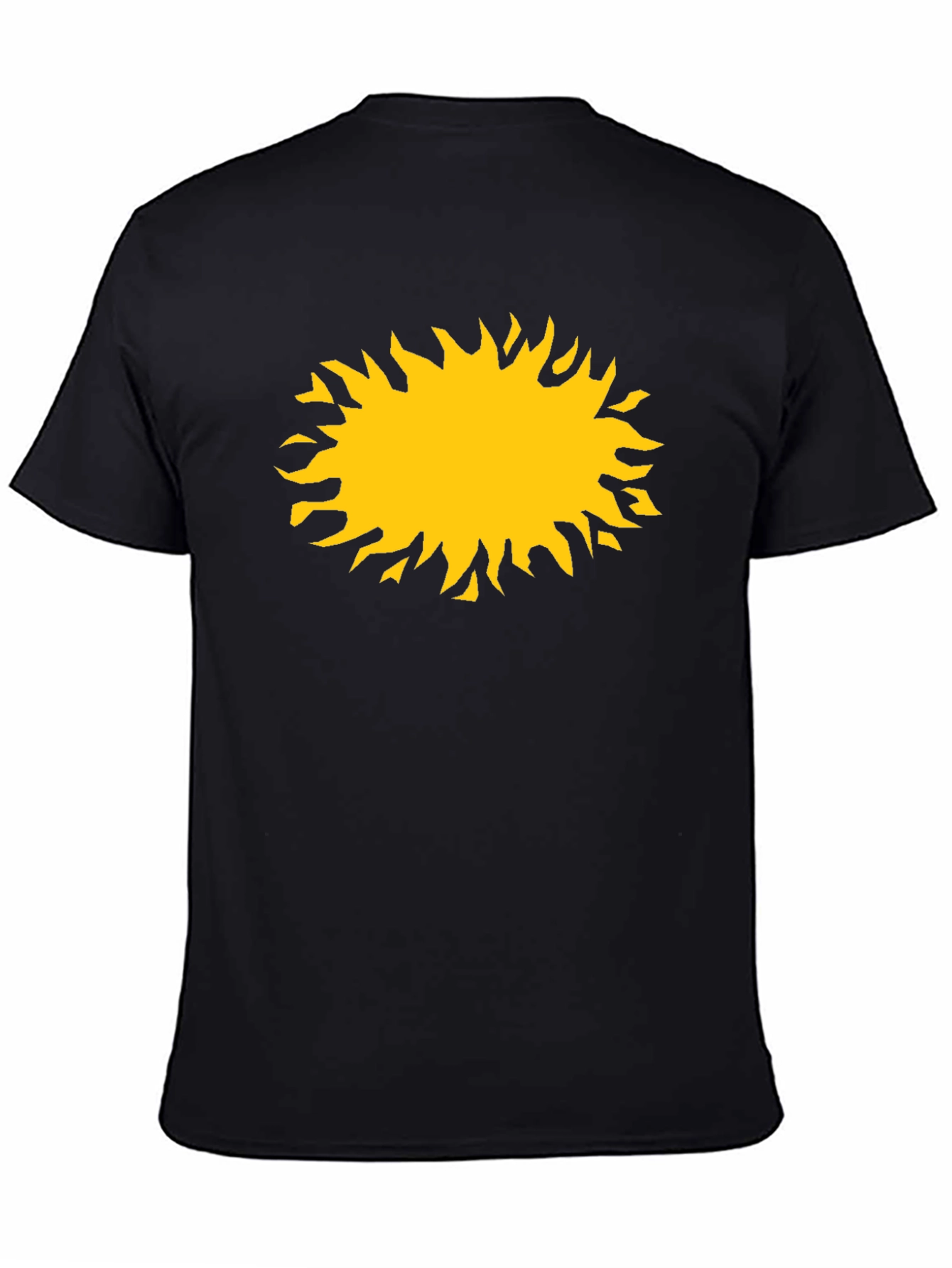 Black T-Shirt with Yellow Sun Graphic
