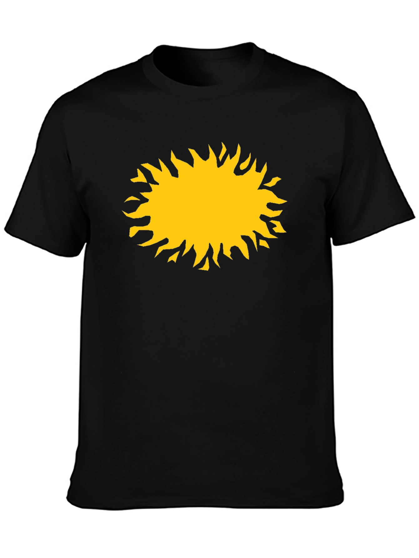 Black T-Shirt with Yellow Sun Graphic