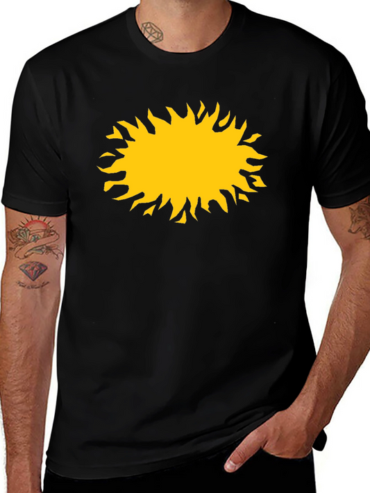 Black T-Shirt with Yellow Sun Graphic
