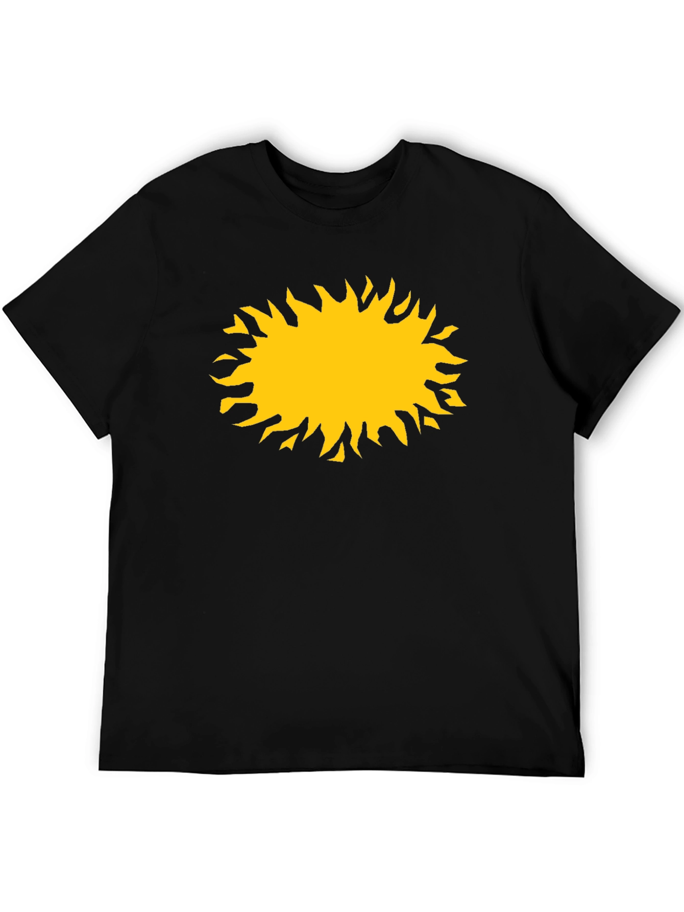 Black T-Shirt with Yellow Sun Graphic