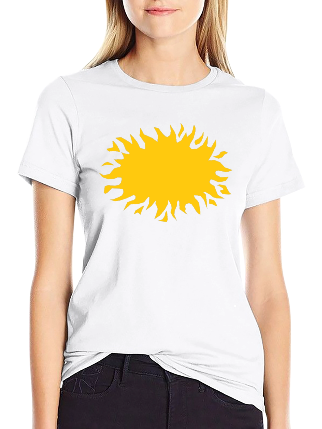 Black T-Shirt with Yellow Sun Graphic