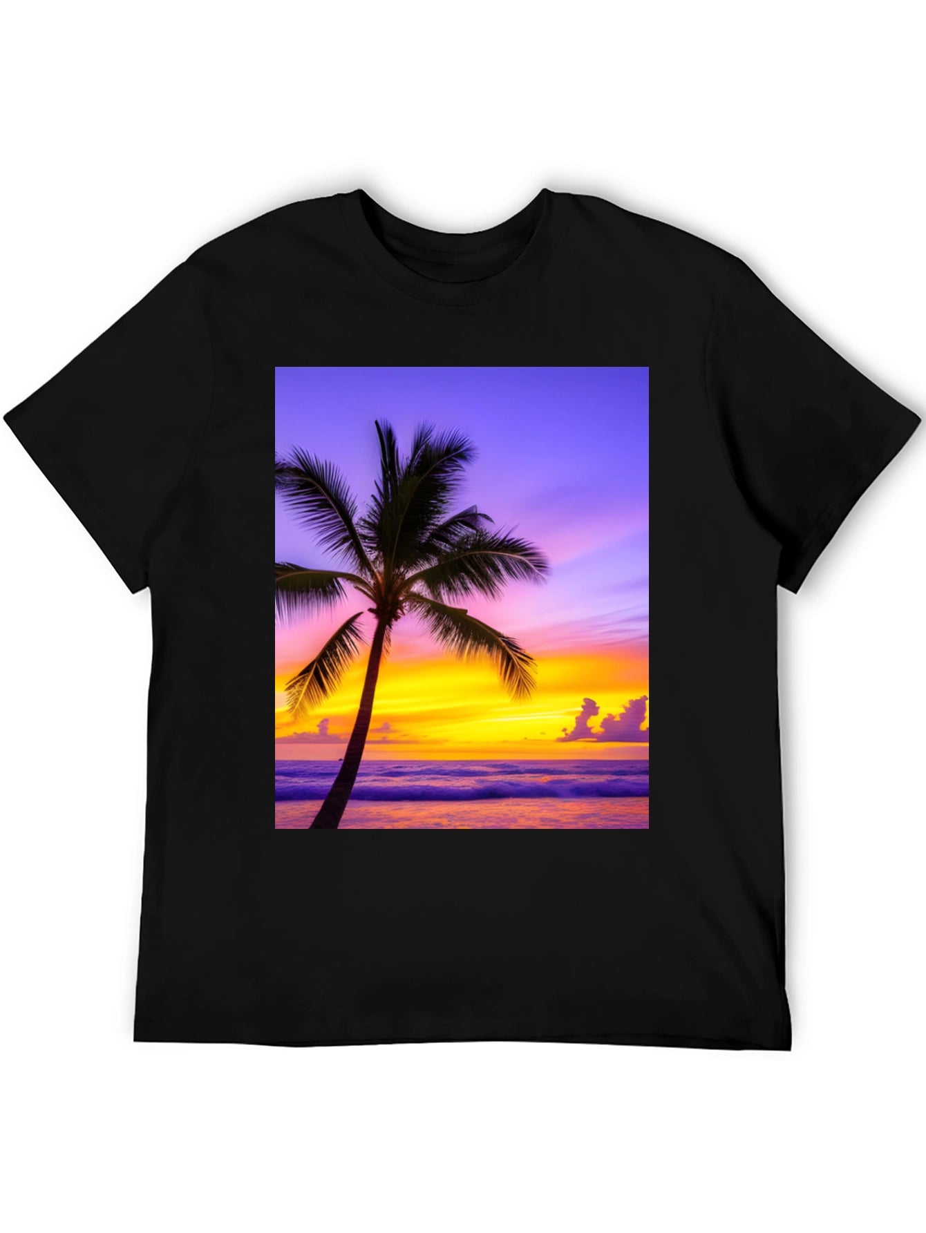 Tropical Sunset Palm Tree Graphic Tee