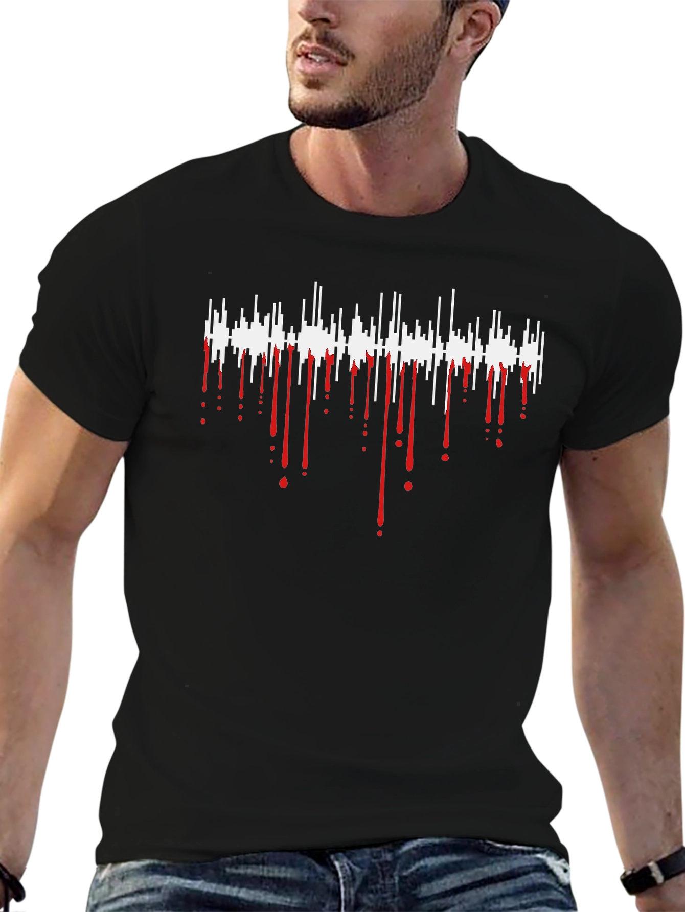 Sound Wave Drip Graphic Tee - Mens Black T-Shirt