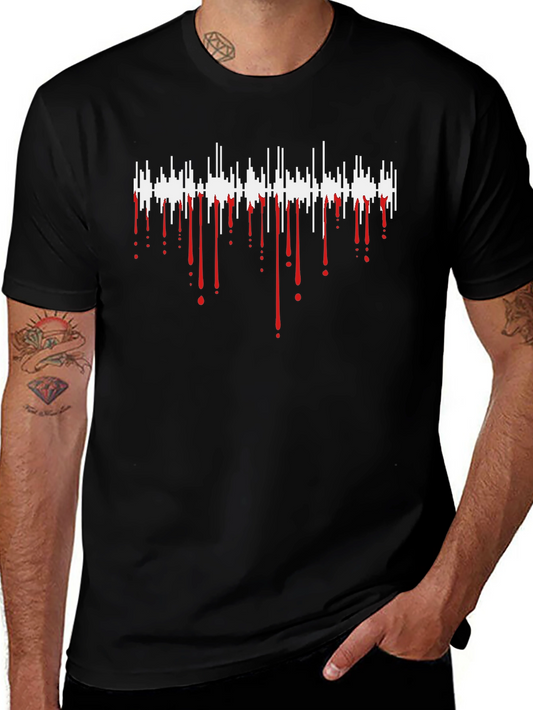 Sound Wave Drip Graphic Tee - Mens Black T-Shirt