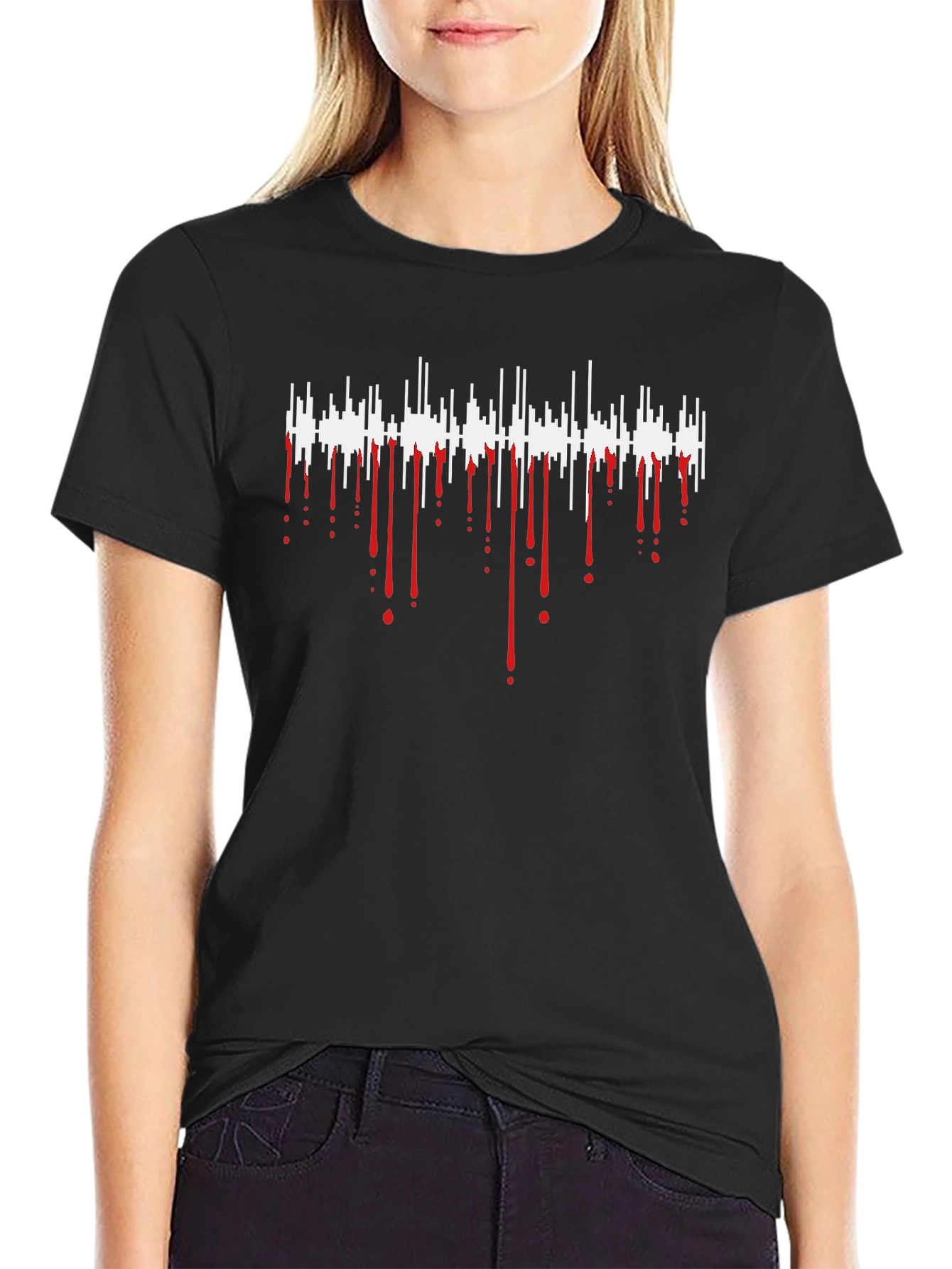 Sound Wave Drip Graphic Tee - Mens Black T-Shirt