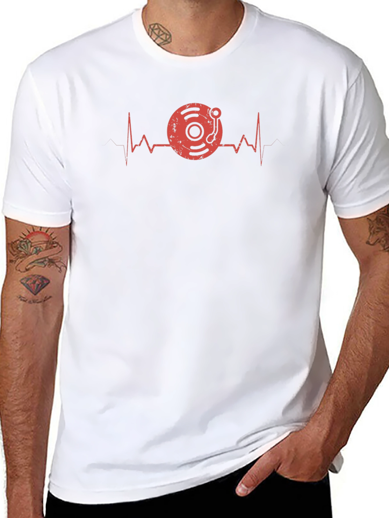 DJ Heartbeat Graphic Tee - Black Cotton Blend