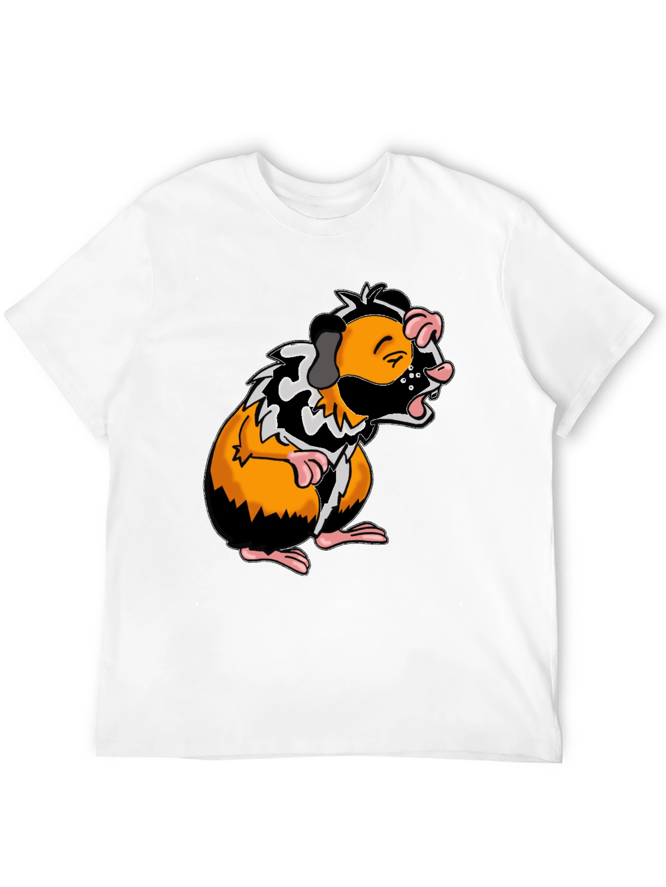 Guinea Pig Cartoon Graphic Tee - Black T-Shirt