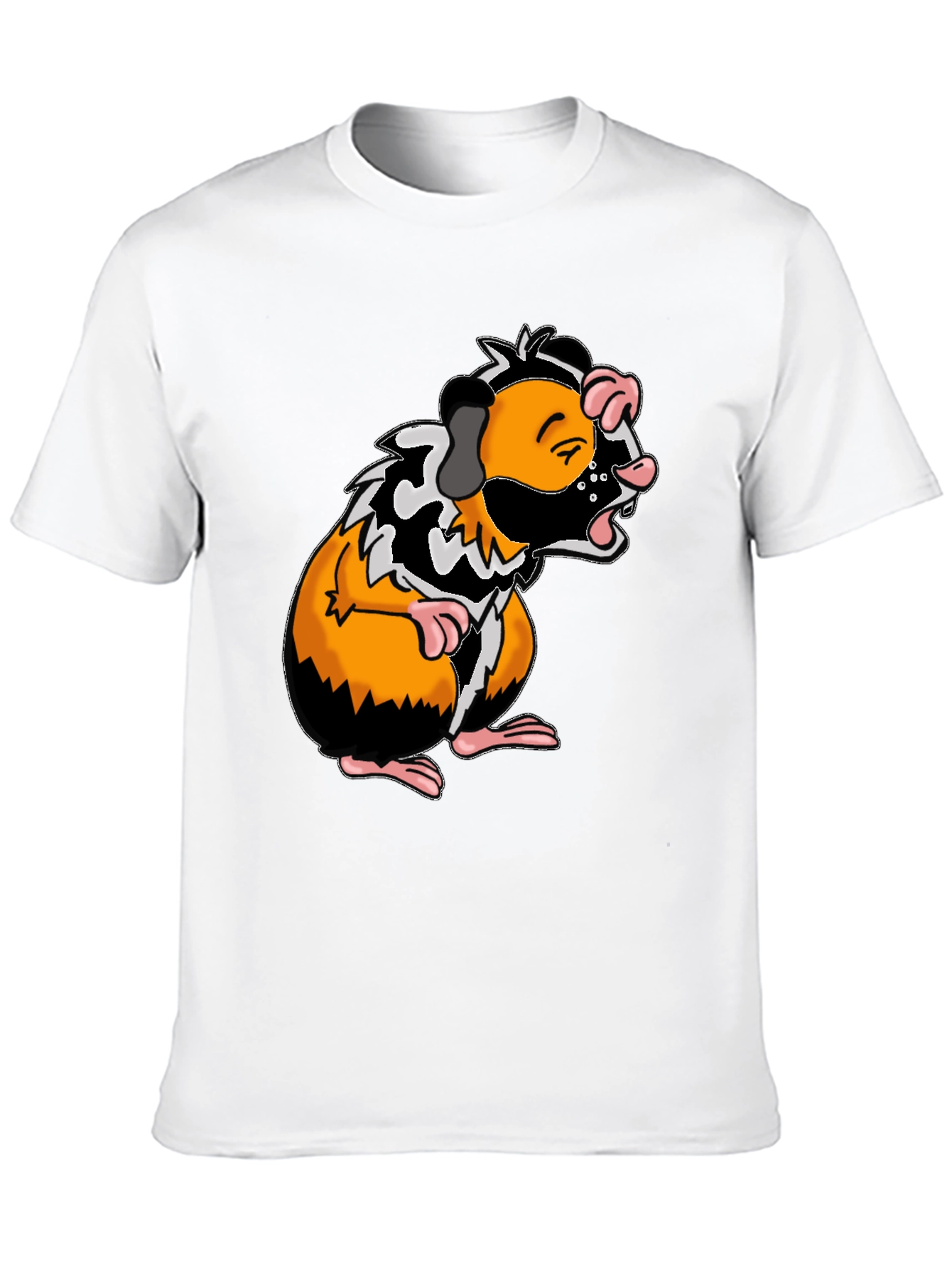 Guinea Pig Cartoon Graphic Tee - Black T-Shirt
